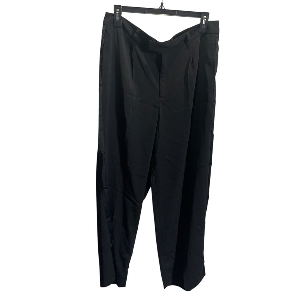 A New Day Womens Black Wide Leg Pants Size 12 Recycled Polyester Durable Lightwe